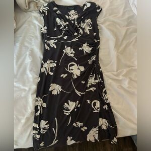 Ralph Lauren Black and White Floral Midi Dress